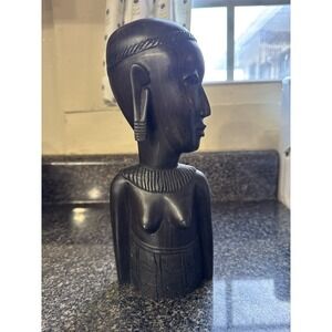 Vintage African Woman Ebony Wood Carving Sculpture / Carved Figure Statue